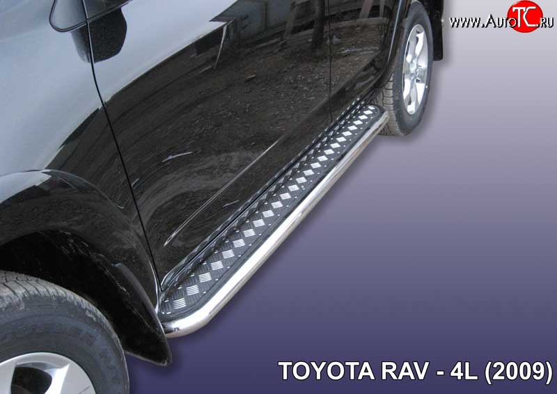 16 999 р. Широкая защита порогов с трубой диаметром 57 мм Slitkoff Toyota RAV4 XA30 5 дв. удлиненный дорестайлинг (2003-2008) (Цвет: нержавеющая полированная сталь)  с доставкой в г. Майкоп