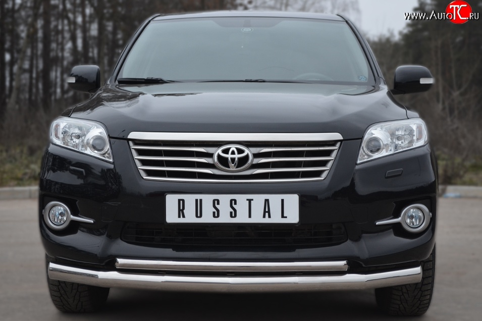 17 699 р. Защита переднего бампера (2 трубыØ63 мм, нержавейка) SLITKOFF  Toyota RAV4  XA30 (2010-2013) 5 дв. 2-ой рестайлинг  с доставкой в г. Майкоп
