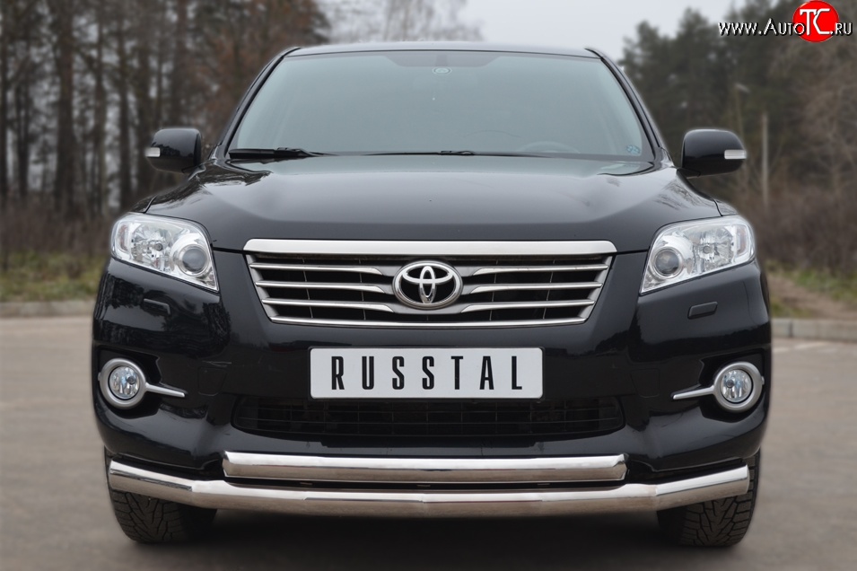 21 449 р. Защита переднего бампера (2 трубыØ76 и 63 мм, нержавейка) SLITKOFF  Toyota RAV4  XA30 (2010-2013) 5 дв. 2-ой рестайлинг  с доставкой в г. Майкоп