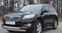 16 849 р. Защита переднего бампера (2 трубыØ75х42 мм, нержавейка) Russtal Toyota RAV4 XA30 5 дв. 2-ой рестайлинг (2010-2013)  с доставкой в г. Майкоп. Увеличить фотографию 4