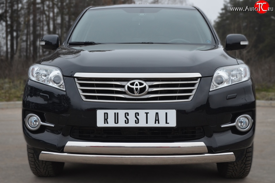 16 849 р. Защита переднего бампера (2 трубыØ75х42 мм, нержавейка) Russtal Toyota RAV4 XA30 5 дв. 2-ой рестайлинг (2010-2013)  с доставкой в г. Майкоп