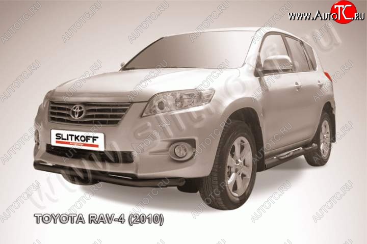 7 399 р. Защита переднего бампер Slitkoff Toyota RAV4 XA30 5 дв. 2-ой рестайлинг (2010-2013) (Цвет: серебристый)  с доставкой в г. Майкоп