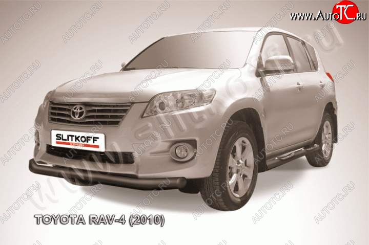 8 499 р. Защита переднего бампер Slitkoff Toyota RAV4 XA30 5 дв. 2-ой рестайлинг (2010-2013) (Цвет: серебристый)  с доставкой в г. Майкоп