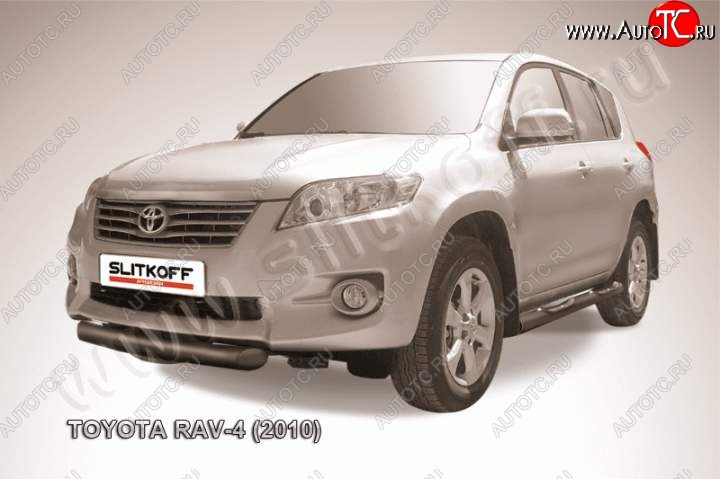 7 749 р. Защита переднего бампер Slitkoff Toyota RAV4 XA30 5 дв. 2-ой рестайлинг (2010-2013) (Цвет: серебристый)  с доставкой в г. Майкоп