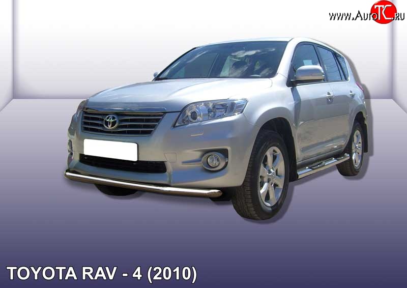 10 599 р. Одинарная защита переднего бампера из трубы диаметром 57 мм Slitkoff Toyota RAV4 XA30 5 дв. 2-ой рестайлинг (2010-2013) (Цвет: нержавеющая полированная сталь)  с доставкой в г. Майкоп