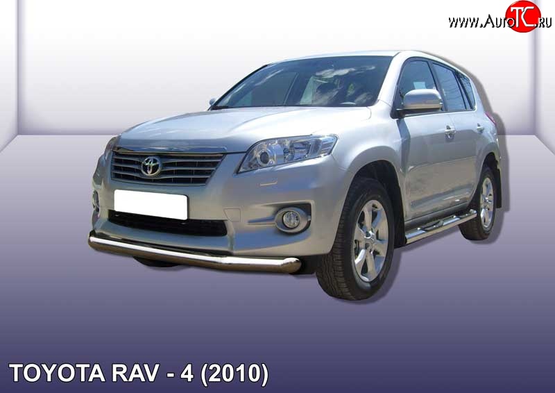 11 999 р. Одинарная защита переднего бампера диаметром 76 мм Slitkoff Toyota RAV4 XA30 5 дв. 2-ой рестайлинг (2010-2013) (Цвет: нержавеющая полированная сталь)  с доставкой в г. Майкоп