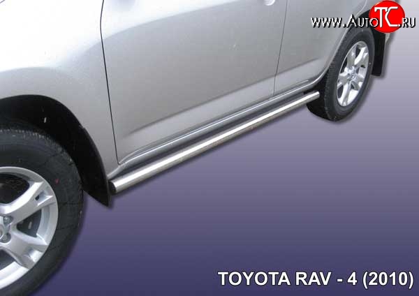 17 999 р. Защита порогов из круглой трубы диаметром 57 мм Slitkoff Toyota RAV4 XA30 5 дв. 2-ой рестайлинг (2010-2013) (Цвет: нержавеющая полированная сталь)  с доставкой в г. Майкоп