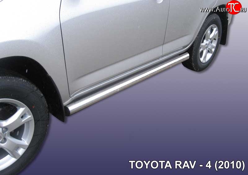 13 649 р. Защита порогов из круглой трубы диаметром 76 мм Slitkoff Toyota RAV4 XA30 5 дв. 2-ой рестайлинг (2010-2013) (Цвет: нержавеющая полированная сталь)  с доставкой в г. Майкоп