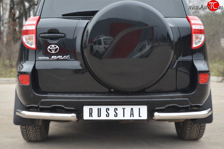 13 949 р. Защита заднего бампера (Ø63 мм, нержавейка) SLITKOFF  Toyota RAV4  XA30 (2010-2013) 5 дв. 2-ой рестайлинг  с доставкой в г. Майкоп