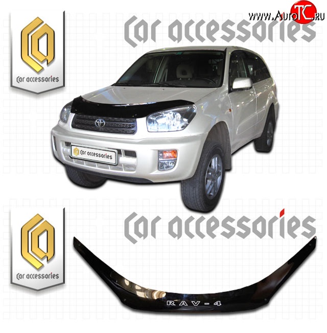 2 199 р. Дефлектор капота CA-Plastic  Toyota RAV4  CA20 (2000-2005) 5 дв. дорестайлинг, 5 дв. рестайлинг (Classic черный, Без надписи)  с доставкой в г. Майкоп