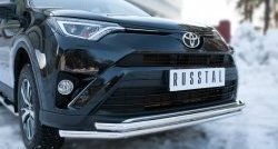 17 549 р. Защита переднего бампера (2 трубыØ42 мм, нержавейка) SLITKOFF Toyota RAV4 XA40 5 дв. рестайлинг (2015-2019)  с доставкой в г. Майкоп. Увеличить фотографию 2