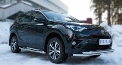 17 549 р. Защита переднего бампера (2 трубыØ42 мм, нержавейка) SLITKOFF Toyota RAV4 XA40 5 дв. рестайлинг (2015-2019)  с доставкой в г. Майкоп. Увеличить фотографию 4