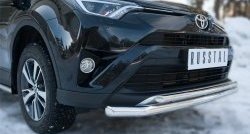 19 549 р. Защита переднего бампера (2 трубыØ63 и 42 мм, нержавейка) SLITKOFF Toyota RAV4 XA40 5 дв. рестайлинг (2015-2019)  с доставкой в г. Майкоп. Увеличить фотографию 2