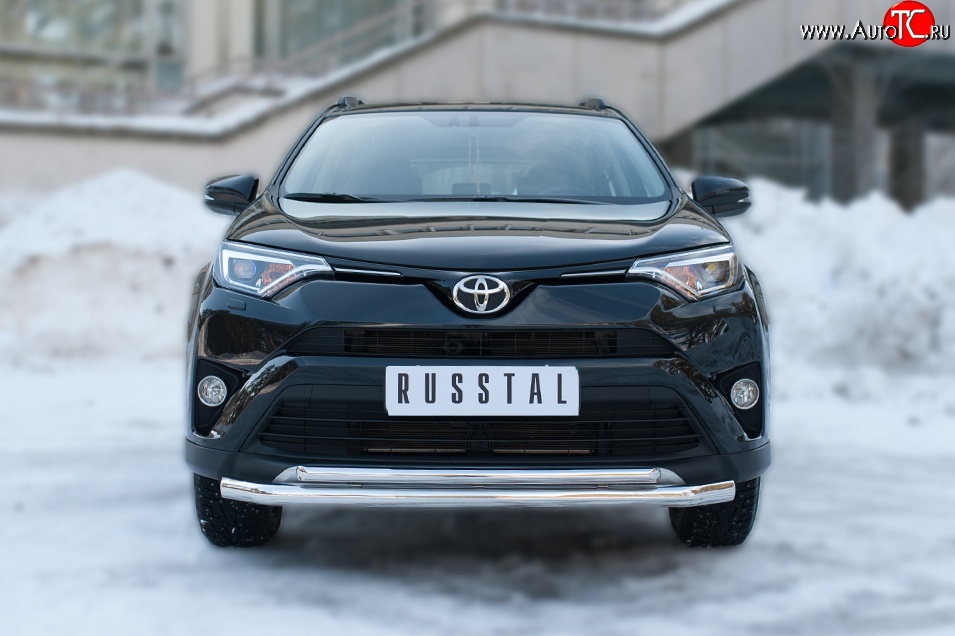 19 549 р. Защита переднего бампера (2 трубыØ63 и 42 мм, нержавейка) SLITKOFF Toyota RAV4 XA40 5 дв. рестайлинг (2015-2019)  с доставкой в г. Майкоп
