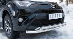 15 449 р. Защита переднего бампера (2 трубыØ75х42 и 63 мм, нержавейка) Russtal Toyota RAV4 XA40 5 дв. рестайлинг (2015-2019)  с доставкой в г. Майкоп. Увеличить фотографию 2