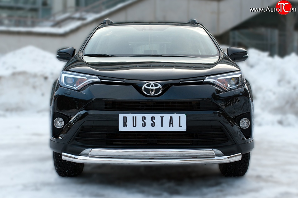 15 449 р. Защита переднего бампера (2 трубыØ75х42 и 63 мм, нержавейка) Russtal Toyota RAV4 XA40 5 дв. рестайлинг (2015-2019)  с доставкой в г. Майкоп