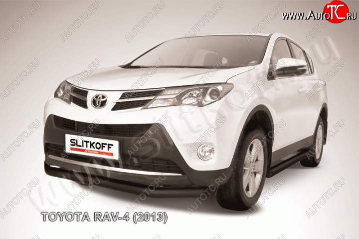 8 599 р. Защита переднего бампер Slitkoff  Toyota RAV4  XA40 (2012-2015) 5 дв. дорестайлинг (Цвет: серебристый)  с доставкой в г. Майкоп