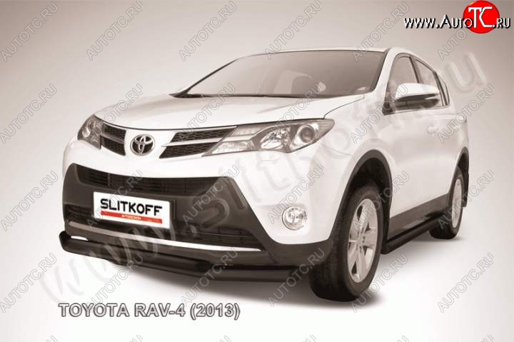 10 249 р. Защита переднего бампер Slitkoff  Toyota RAV4  XA40 (2012-2015) 5 дв. дорестайлинг (Цвет: серебристый)  с доставкой в г. Майкоп