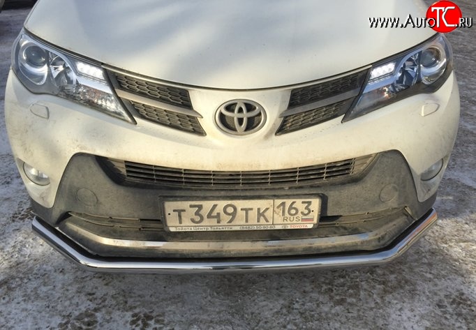 8 799 р. Одинарная защита переднего бампера d63.5 мм Металл Дизайн  Toyota RAV4  XA40 (2012-2015) 5 дв. дорестайлинг (полированная нержавейка)  с доставкой в г. Майкоп