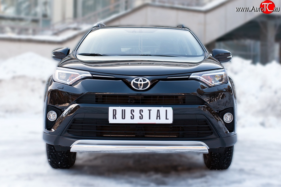 12 499 р. Защита переднего бампера (Ø75х42 мм, нержавейка) Russtal Toyota RAV4 XA40 5 дв. рестайлинг (2015-2019)  с доставкой в г. Майкоп