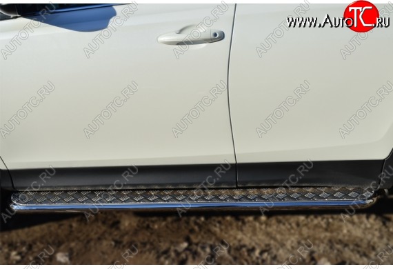 22 949 р. Широкая защита порогов с трубой диаметром 42 мм SLITKOFF v2  Toyota RAV4  XA40 (2012-2015) 5 дв. дорестайлинг  с доставкой в г. Майкоп