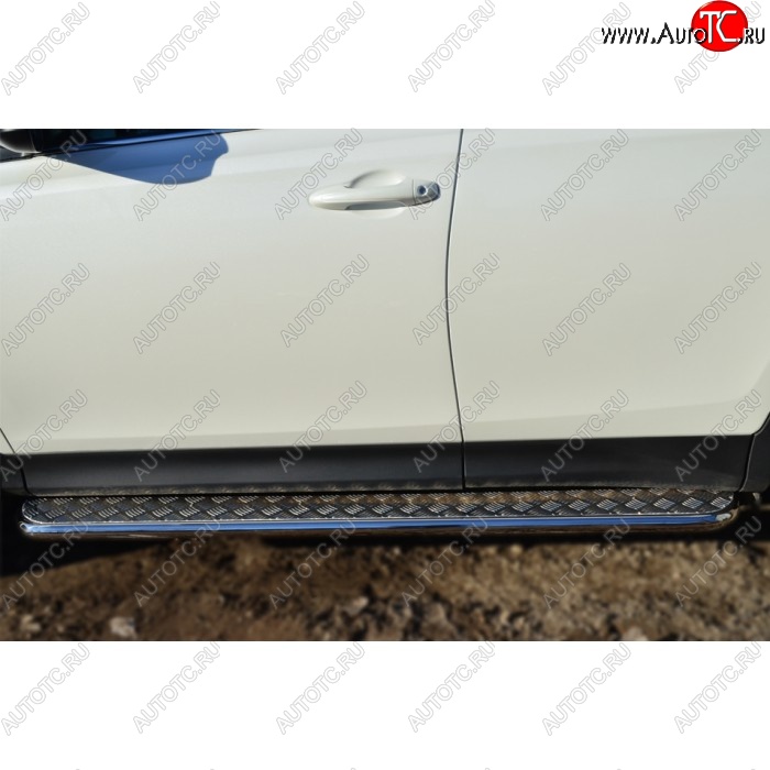 34 999 р. Широкая защита порогов с трубой диаметром 42 мм SLITKOFF v3  Toyota RAV4  XA40 (2012-2015) 5 дв. дорестайлинг  с доставкой в г. Майкоп