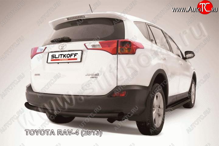6 399 р. Защита заднего бампера d57 радиусная  Toyota RAV4  XA40 (2012-2015) 5 дв. дорестайлинг (Цвет: серебристый)  с доставкой в г. Майкоп
