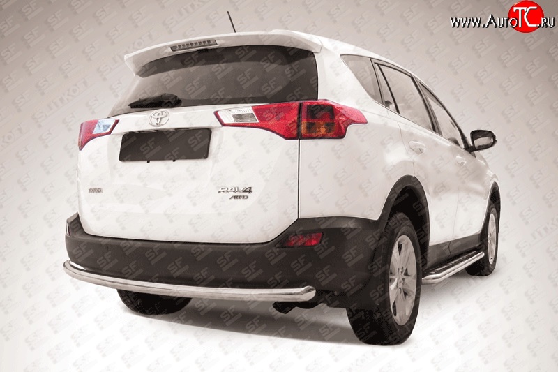 8 999 р. Защита заднего бампера из трубы диаметром 57 мм Slitkoff Toyota RAV4 XA40 5 дв. дорестайлинг (2012-2015) (Цвет: нержавеющая полированная сталь)  с доставкой в г. Майкоп