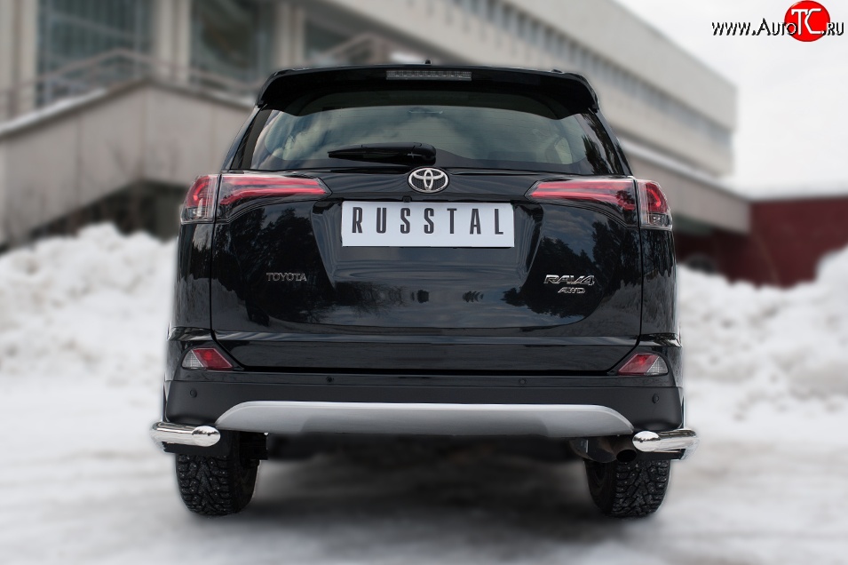 14 999 р. Защита заднего бампера (Ø63 мм уголки, нержавейка) SLITKOFF  Toyota RAV4  XA40 (2015-2019) 5 дв. рестайлинг  с доставкой в г. Майкоп