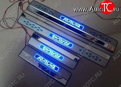 3 149 р. Накладки на порожки автомобиля с подсветкой CT v3 Toyota RAV4 XA40 5 дв. дорестайлинг (2012-2015)  с доставкой в г. Майкоп