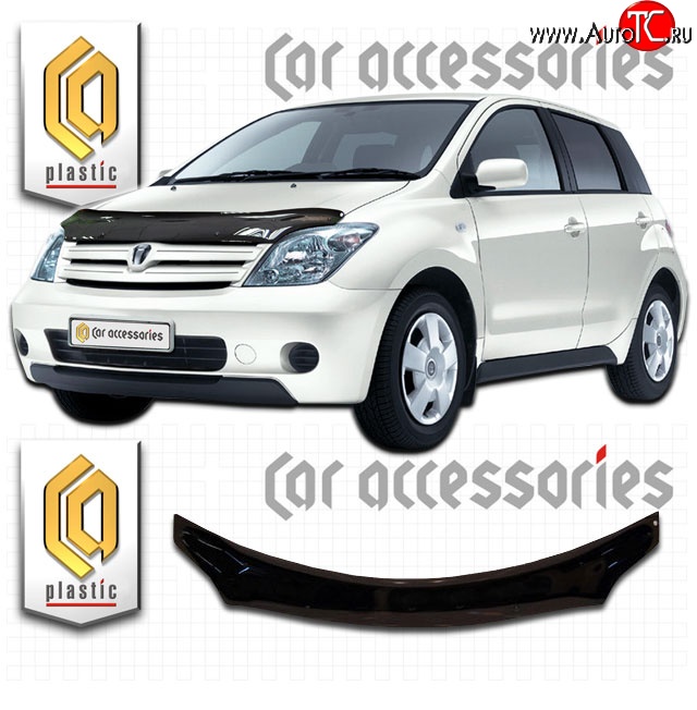 2 079 р. Дефлектор капота CA-Plastic  Toyota Scion xA (2002-2005)  дорестайлинг, хэтчбэк 5 дв. (Classic черный, Без надписи)  с доставкой в г. Майкоп