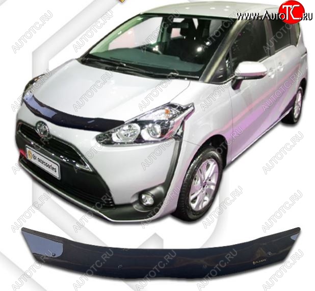 1 839 р. Дефлектор капота CA-Plastiс Toyota Sienta XP170 1-ый рестайлинг (2018-2025) (Classic черный, Без надписи)  с доставкой в г. Майкоп