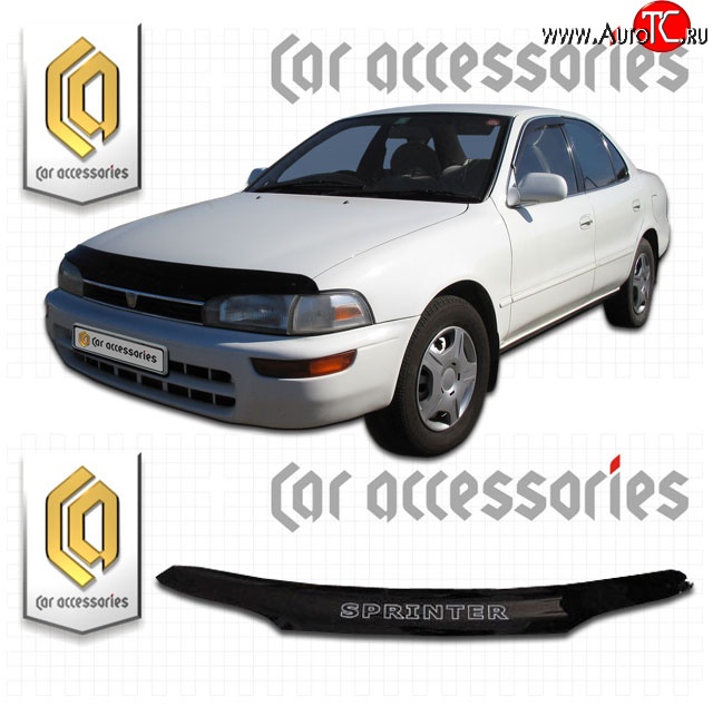 1 899 р. Дефлектор капота CA-Plastic  Toyota Sprinter  E100 (1991-1995) дорестайлинг седан, рестайлинг седан (Classic черный, Без надписи)  с доставкой в г. Майкоп