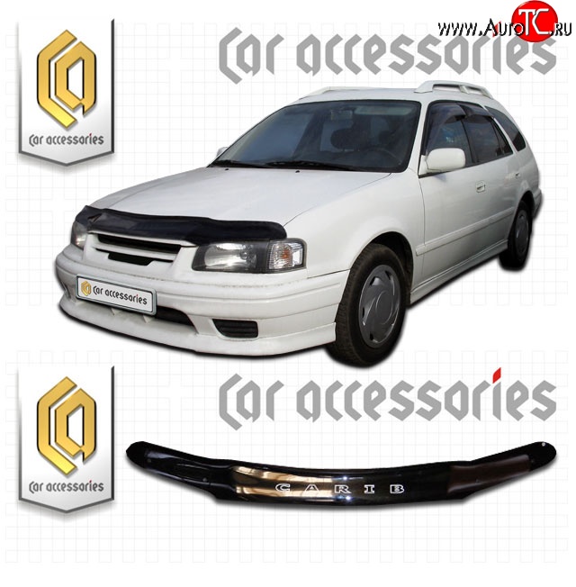 1 839 р. Дефлектор капота CA-Plastic  Toyota Sprinter Carib (1997-2001) (Classic черный, Без надписи)  с доставкой в г. Майкоп