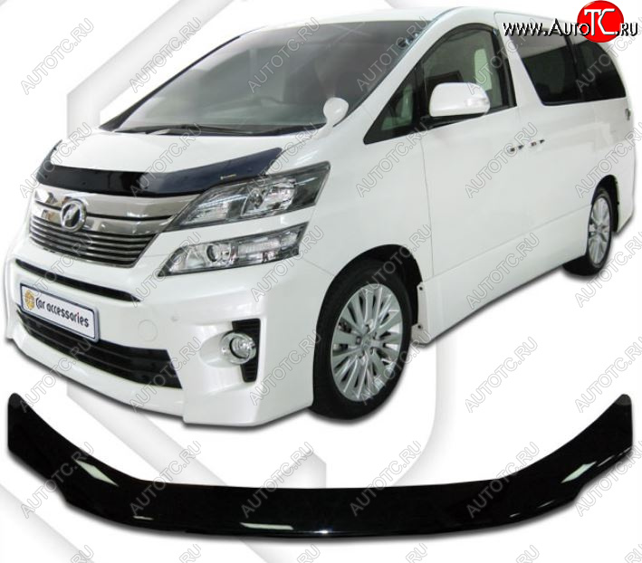 2 159 р. Дефлектор капота CA-Plastiс Toyota Vellfire (2008-2015) (Classic черный, Без надписи)  с доставкой в г. Майкоп