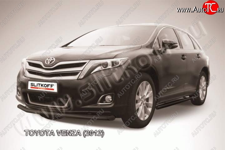 9 099 р. Защита переднего бампер d57 Slitkoff Toyota Venza GV10 рестайлинг (2012-2016) (Цвет: серебристый)  с доставкой в г. Майкоп