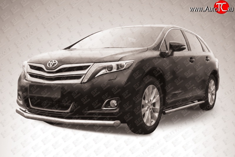 14 699 р. Одинарная защита переднего бампера диаметром 76 мм Slitkoff Toyota Venza GV10 рестайлинг (2012-2016) (Цвет: нержавеющая полированная сталь)  с доставкой в г. Майкоп