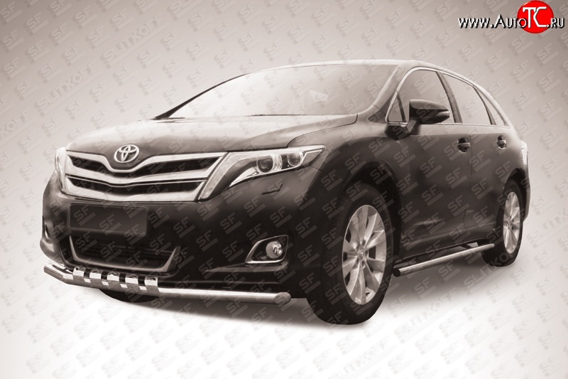 20 999 р. Одинарная защита переднего бампера d57 мм с зубьями Slitkoff Toyota Venza GV10 рестайлинг (2012-2016) (нержавейка полированная)  с доставкой в г. Майкоп