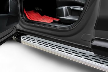 Пороги алюминиевые Slitkoff Toyota Venza  GV10 (2012-2016) рестайлинг (Premium Silver)