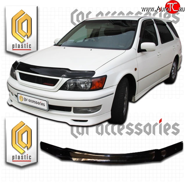 1 599 р. Дефлектор капота CA-Plastic Toyota Vista Ardeo V50 дорестайлинг универсал (1998-2000) (Classic черный, Без надписи)  с доставкой в г. Майкоп