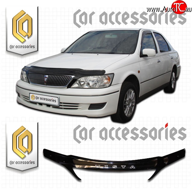 2 399 р. Дефлектор капота CA Plastic exclusive  Toyota Vista  V50 (1998-2000) дорестайлинг седан (Classic черный, Без надписи)  с доставкой в г. Майкоп