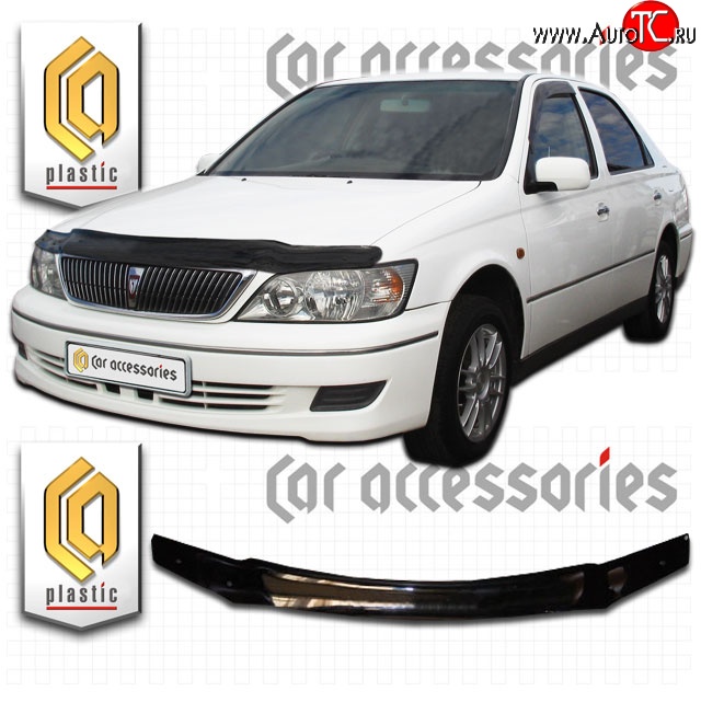 1 599 р. Дефлектор капота CA-Plastic Toyota Vista V50 дорестайлинг седан (1998-2000) (Classic черный, Без надписи)  с доставкой в г. Майкоп