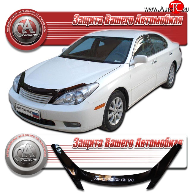 2 199 р. Дефлектор капота CA Plastic exclusive  Toyota Windom (2001-2006) (Classic черный, Без надписи)  с доставкой в г. Майкоп