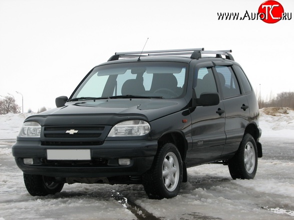 5 299 р. Рейлинги АПС L  Chevrolet Niva  2123 (2002-2008), Лада 2123 (Нива Шевроле) (2002-2008) (Башмак черный, рейлинг серый)  с доставкой в г. Майкоп