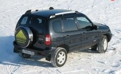 5 299 р. Рейлинги АПС L  Chevrolet Niva  2123 (2002-2008), Лада 2123 (Нива Шевроле) (2002-2008) (Башмак черный, рейлинг серый)  с доставкой в г. Майкоп. Увеличить фотографию 3