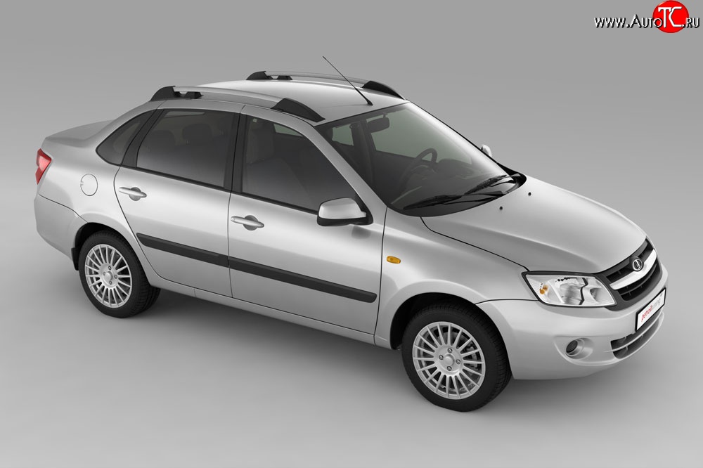 3 059 р. Рейлинги Petroil Tuning на автомобиль Лада Гранта 2190 седан  дорестайлинг (2011-2017) (Серебристые)  с доставкой в г. Майкоп