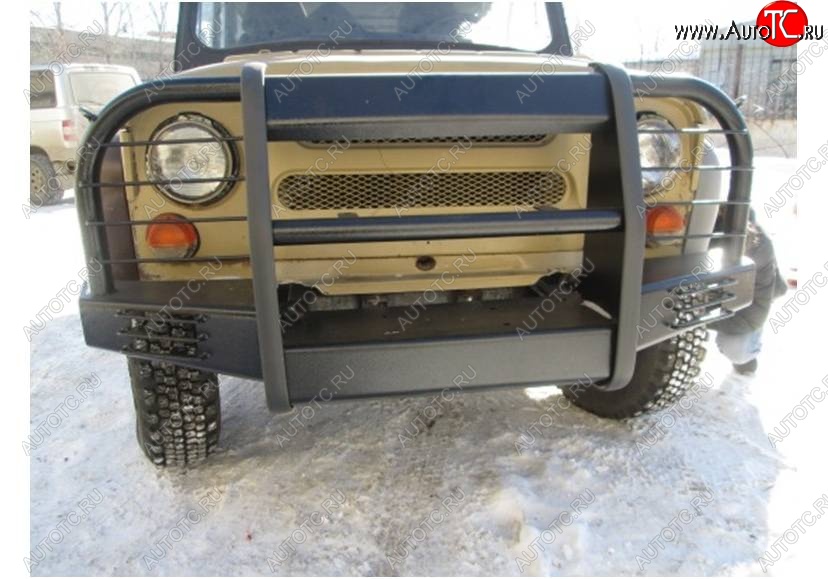 32 399 р. Бампер передний Корсар Уаз 315195 Хантер (2003-2025) (С площадкой под лебедку и защитой фар)  с доставкой в г. Майкоп