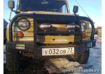 32 399 р. Бампер передний Корсар Уаз 315195 Хантер (2003-2025) (С площадкой под лебедку и защитой фар)  с доставкой в г. Майкоп. Увеличить фотографию 2