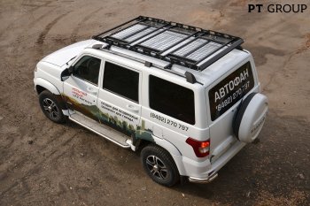 20 699 р. Порожки для ног из трубы Ø51 с алюминиевой площадкой Petroil Tuning Уаз Патриот 3163 5-дв. 1-ый рестайлинг (2014-2016) (Нержавеющая полированная сталь)  с доставкой в г. Майкоп. Увеличить фотографию 6