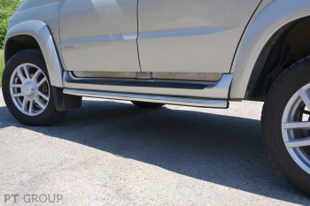Защита порогов из трубы Ø51 Petroil Tuning Уаз Патриот 3163 5-дв. 1-ый рестайлинг (2014-2016) (Нержавеющая полированная сталь)